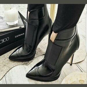 Jimmy Choo Black Pointed Toe Stiletto Ankle Boots